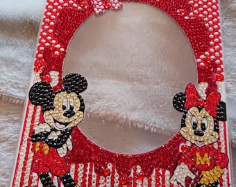 Marco de fotos con diamantes brillantes de Minnie y Mickey Mouse: el regalo perfecto para decorar el hogar en cualquier ocasión.