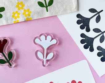 Stempel z motywem kwiatowym do dekoracji tkanin, stempel botaniczny do tworzenia kartek, blok do drukowania kwiatów do rękodzieła, dekoracje kwiatowe do scrapbookingu