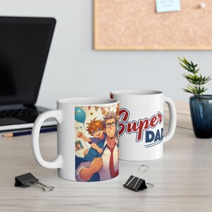 Super Dad Ceramic Mug, Fathers Day Gift, Dad Birthday Present, Daddy Coffee Cup, Papa Appreciation Gift, Father&#39;s Day Mug