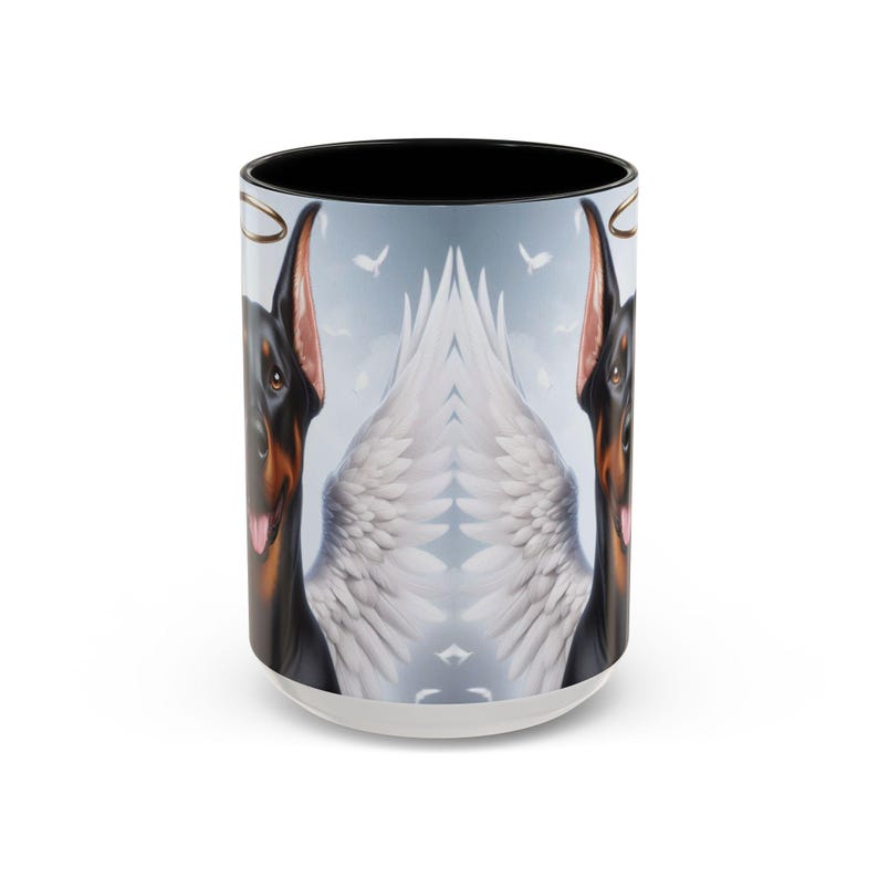 Doberman Angel Coffee Mug, Pet Memorial Gift, 15oz Ceramic image 2