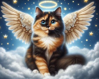 Calico Cat Angel Coffee Mug: Pet Memorial Cat Lover Ceramic Cup