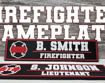 Personalized Firefighter Name Plate | Custom Fire Department Desk Sign | Firefighter Gift | Station Decor