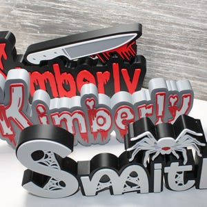Personalized Halloween Name Plate – Custom Spider Web, Zombie, or Dripping Blood Sign