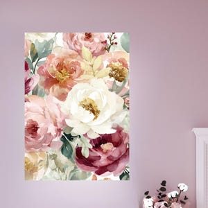 Soft Watercolor Floral Wall Art – Piece #2 in Series of 3 | 12x18 Canvas Print | Romantic Botanical Décor