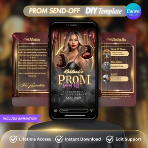 Prom Send Off Invitation, Editable Prom Invite, Senior Prom Template, Prom Proposal Flyer, Digital Download Printable Black Gold Party