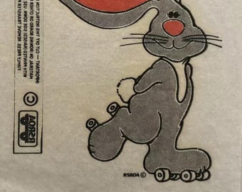 Original Vintage 1970s Roller Rabbit Bunny Roller Skate Skating Iron On Transfer