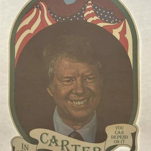 Original Vintage 1976 Jimmy Carter for President Iron On Transfer You Can Depend On It
