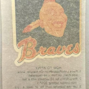Original Vintage 1970 Atlanta Braves Baseball MLB Mini Iron On Transfer