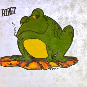 Original Vintage Roach 1972 Ribet Frog Mini Iron On Transfer DAYGLO
