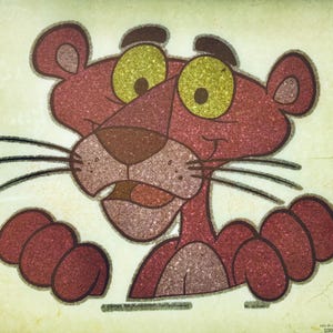 Original Vintage 1976 Pink Panther Glitter Roach Iron On Transfer