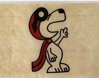 Original Vintage 1970s Snoopy Red Baron Mini Iron On Transfer Peanuts Cartoon Comic Strip