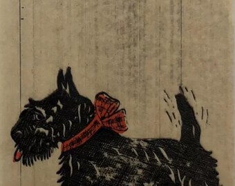 Original Vintage Antique 1950’s FALA Dog Scottish Terrier FDR Mini Iron On Transfer