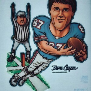 Original Vintage 1981 Houston Oilers Oakland Raiders Dave Casper NFL Football Roach Iron On Transfer