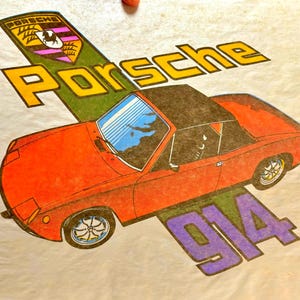 Original Vintage 1973 Porsche 914 Roach Dayglo Iron On Transfer