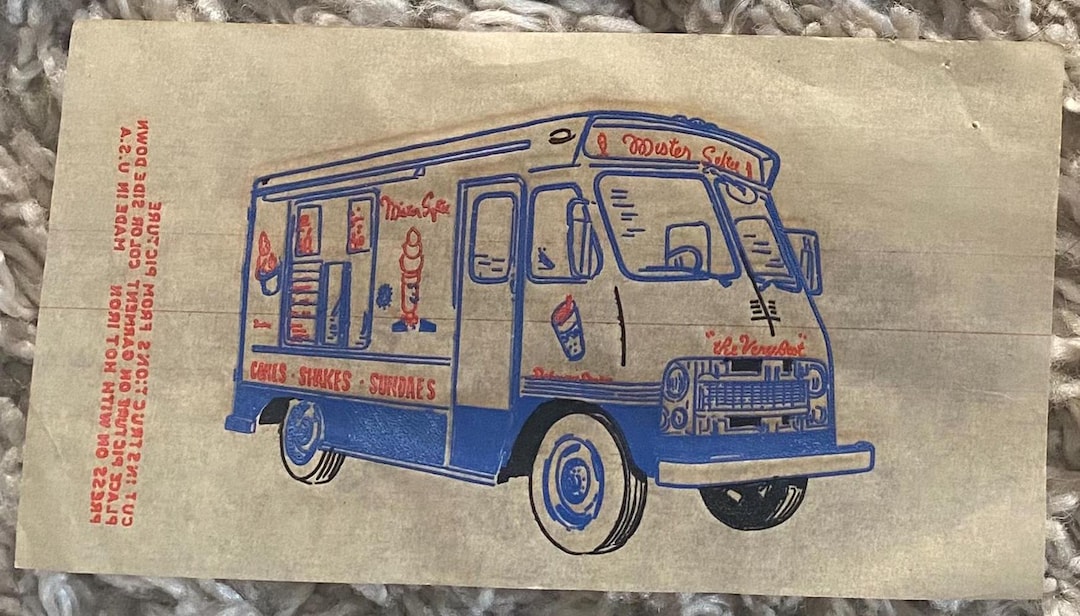 Original Vintage 1960s Mister Softee Ice Cream Truck Iron on