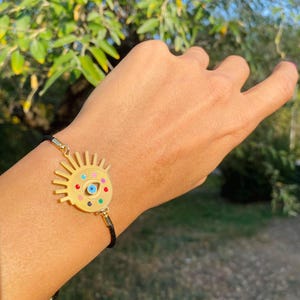 Regulowana pozłacana bransoletka, łańcuszek na rękę Evil Eye, minimalistyczna biżuteria, prezenty urodzinowe, prezent na dzień matki, wyjątkowy prezent dla mamy, mamy