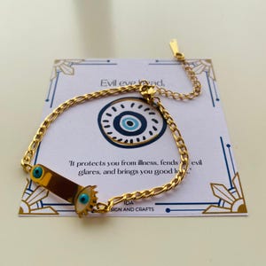 Regulowana pozłacana bransoletka, łańcuszek na rękę Evil Eye, minimalistyczna biżuteria, prezenty urodzinowe, prezent na dzień matki, wyjątkowy prezent, prezent dla mam, mamy