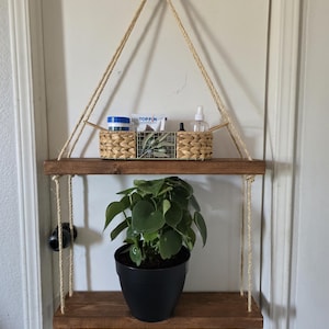Hanging Rope Shelf: 2ft Plant Display, Holds 289 lbs