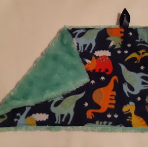 Dinosaur Baby Lovey - Travel Blanket - Cuddle Lovey - Minky Lovey - Baby Shower Gift