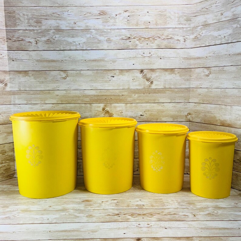 Vintage 1970’s Tupperware Canister Set ~ Yellow ~ - Etsy