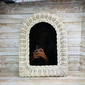 Vintage Wicker Curved Mirror