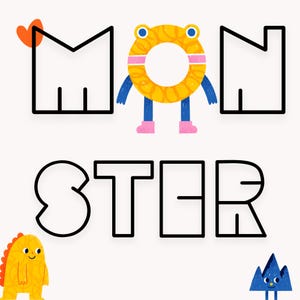 Monster Font - Handwritten Font, Cricut Fonts, Cute Font, Procreate Fonts, Tall Font, Bold Font, Block Font, POD font,Wallart font, Fun font