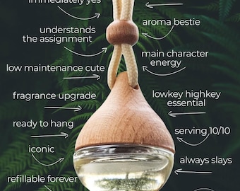 Hanging Glass Diffuser | Non Toxic Car Freshener Phthalate Free | Refillable Natural Air Freshener | Small Batch Handmade Gift