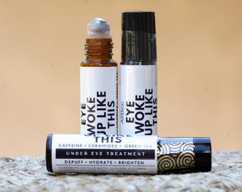 Caffeine Under Eye Serum Rollerball | Depuffing + Brightening Eye Treatment for Dark Circles + Puffy Tired Eyes | Eye Woke Up Like This