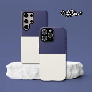 Matte Navy Blue and Beige Phone Case - Premium Tough Case For iPhone 16/15/14/13, Pro/Pro Max | Samsung Galaxy S24/S23/S22, Ultra/S24+