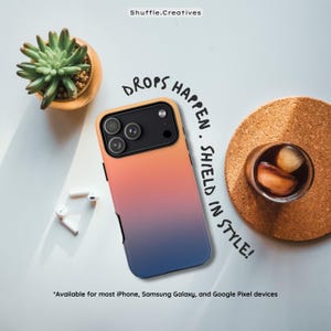 Sunset Blue Farbverlauf Hülle, iPhone 17, 16, 15 Pro Promax Premium Tough iPhone Case, Samsung, Pixel 9, Samsung Galaxy S25, S24, S23 Hülle