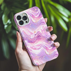 Elegant Pink Waves Tough Phone Case iPhone, Samsung Gradient Case iPhone 16, 15, 14, 13 Pro Promax Samsung Galaxy S24, S23, S22 S21 Case
