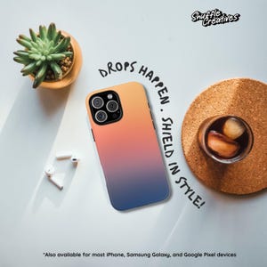 Telefoonhoesje zonsondergang blauw kleurverloop, premium stoer iPhone-hoesje, Samsung, Pixel 9, iPhone 16, 15, 14 Promax Samsung Galaxy S25, S24, S23 hoesje
