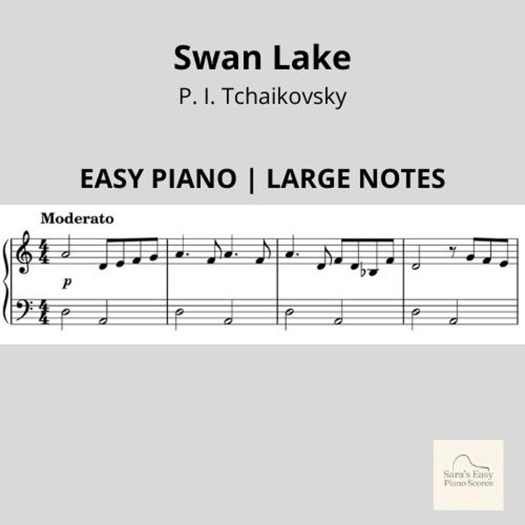 Swan Lake Easy Piano Sheet Music | Tchaikovsky Simplified | Big Notes ...