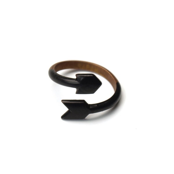 Reserved for Xinchao Rong - ARROW RING - Copper and dipped rubber -  BLACK