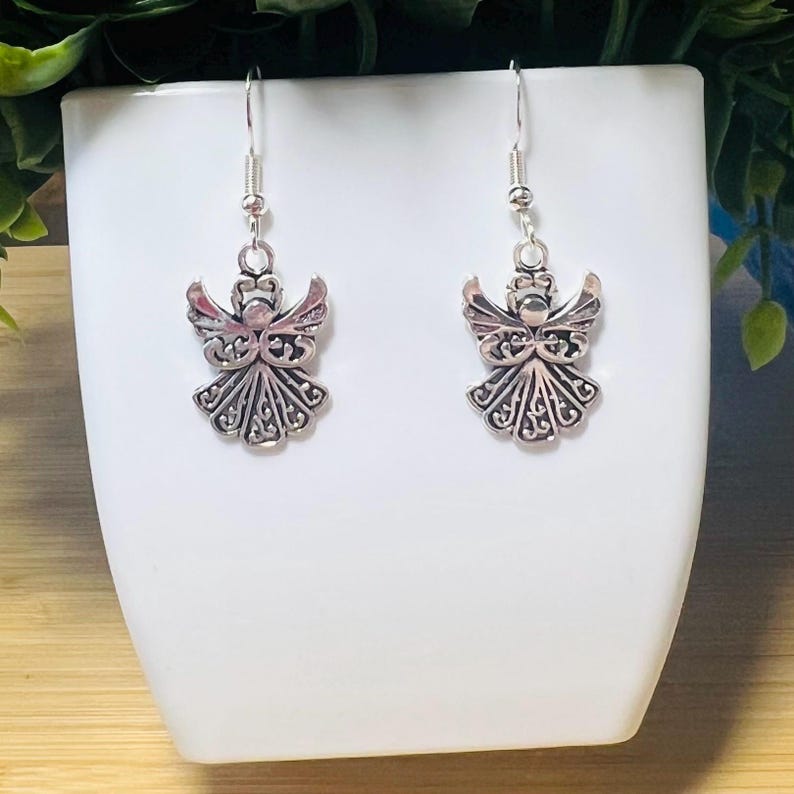 Christmas Angel earrings. All Hypoallergenic 1.5in silver Angel