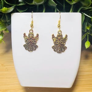 Christmas Angel earrings. All Hypoallergenic 1.5in gold Angel
