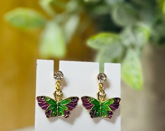 Butterfly stud earrings. Hypoallergenic