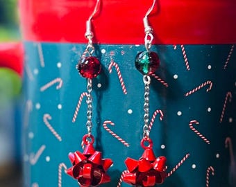 Christmas bow earrings. All Hypoallergenic