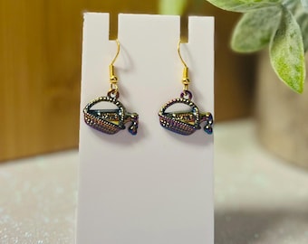Metallic earrings. Hypoallergenic