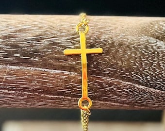 Cross Bracelet: Adjustable Length, Religious Gift