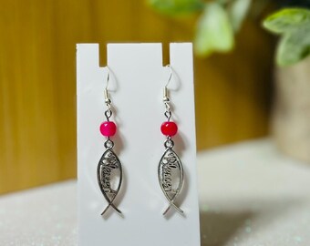 Blessed Jesus fish earrings | Hypoallergenic