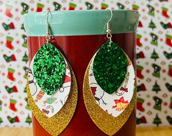Christmas faux leather earrings. All Hypoallergenic