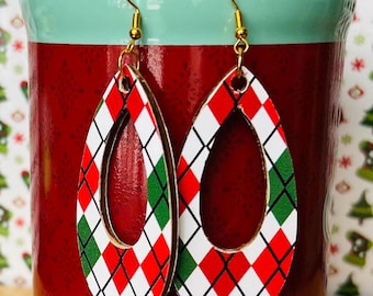 Christmas wood earrings. All Hypoallergenic