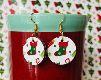 Christmas wood earrings. All Hypoallergenic