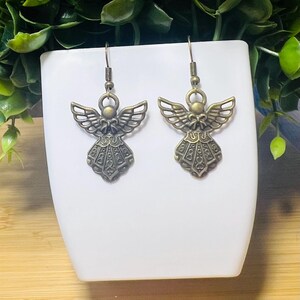 Christmas Angel earrings. All Hypoallergenic 1.75in bronze Angel