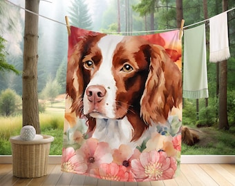 Brittany Spaniel Velveteen Microfiber Blanket