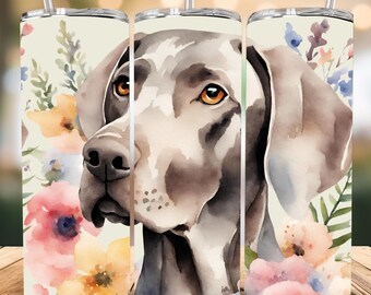 Weimaraner Skinny Tumbler with Straw, 20oz