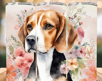 Beagle Skinny Tumbler with Straw, 20oz