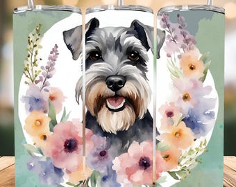 Schnauzer Skinny Tumbler with Straw, 20oz