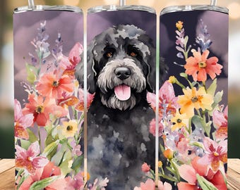 Portuguese Water Dog Skinny Tumbler with Straw, 20oz